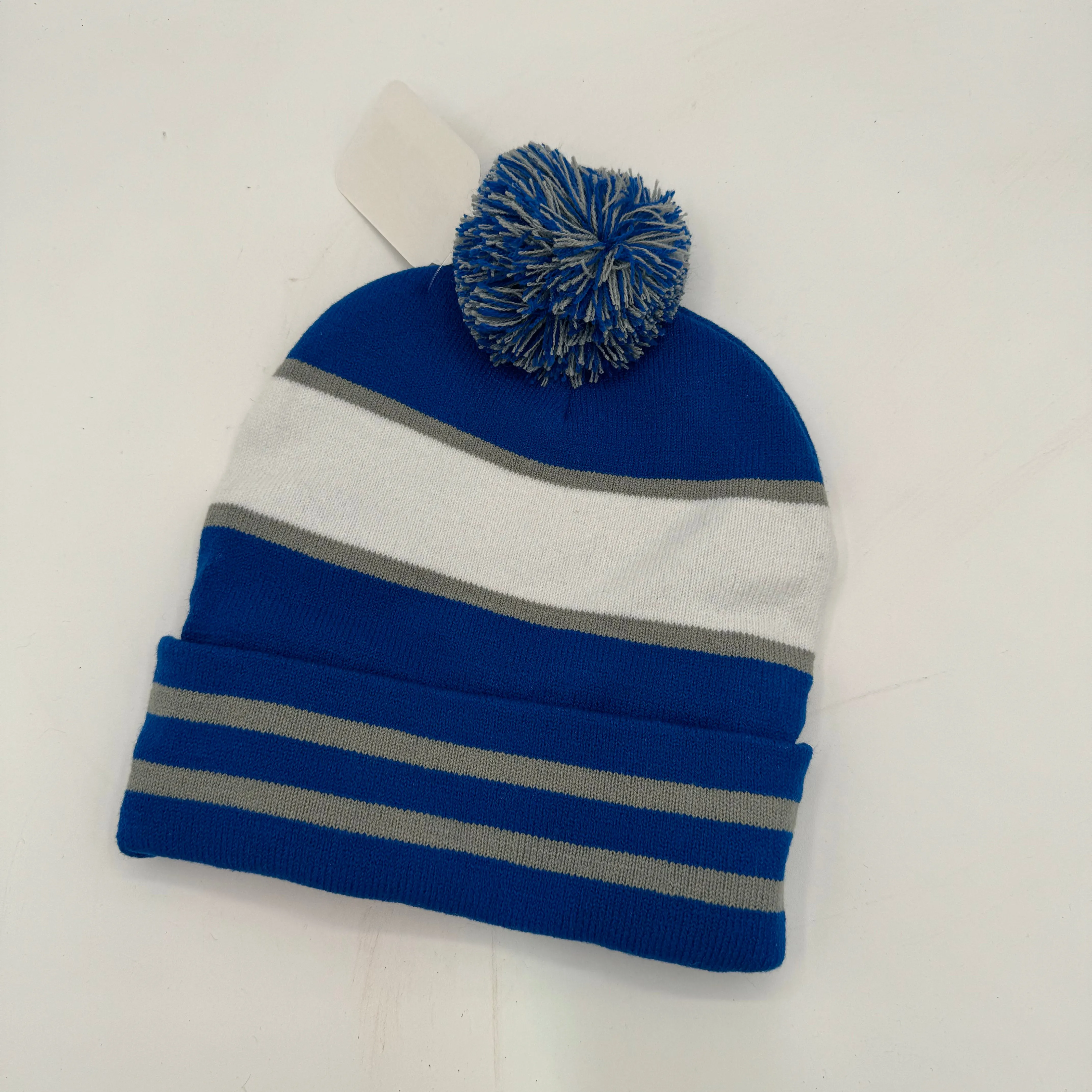 Pom Pom Striped Beanie