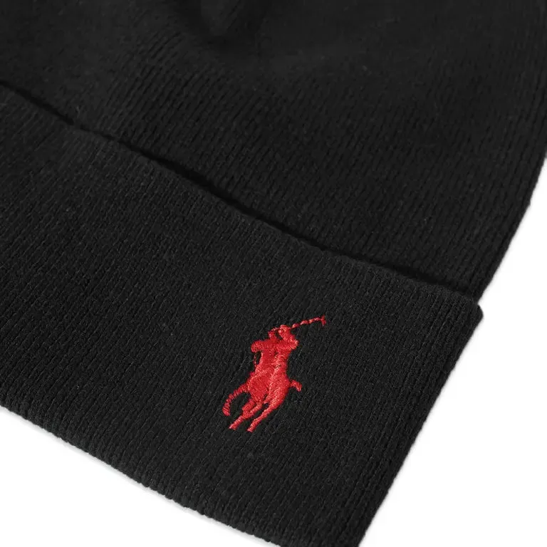 Pony Player Cotton Beanie - Black