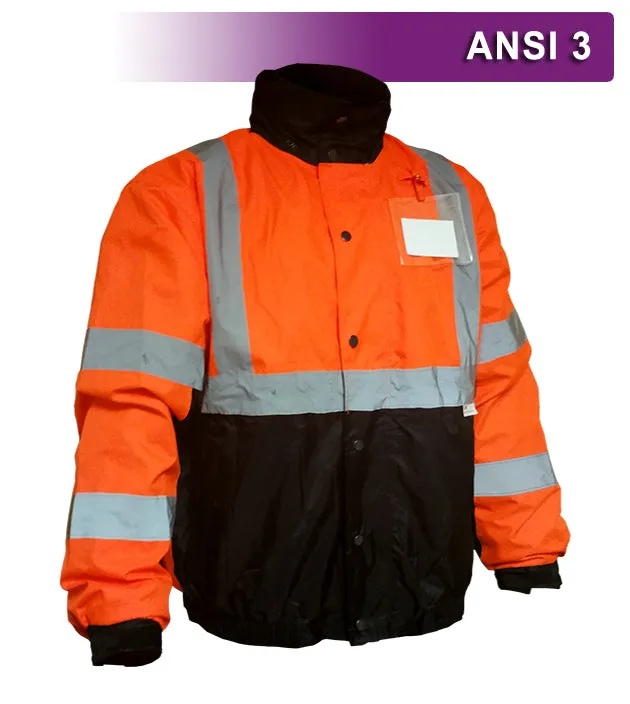 Reflective Apparel Safety Jacket: Hi Vis Bomber: Zip-Out Liner: Breathable Waterproof (VEA-412-ST)