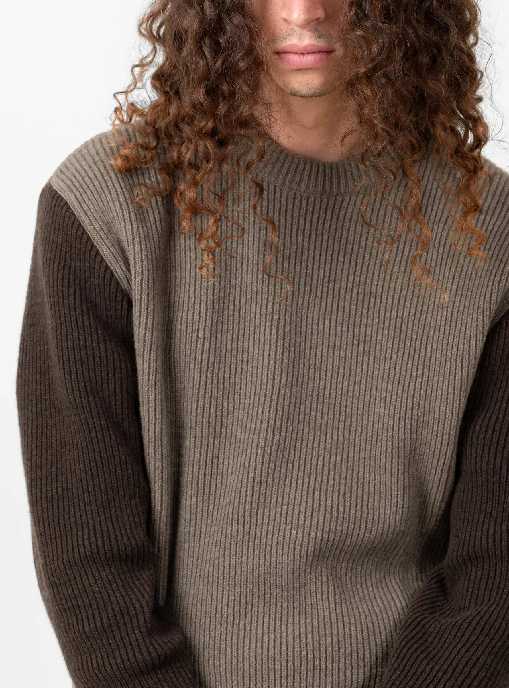 Relax Rib Knit Jumper Stone & Cold Brown