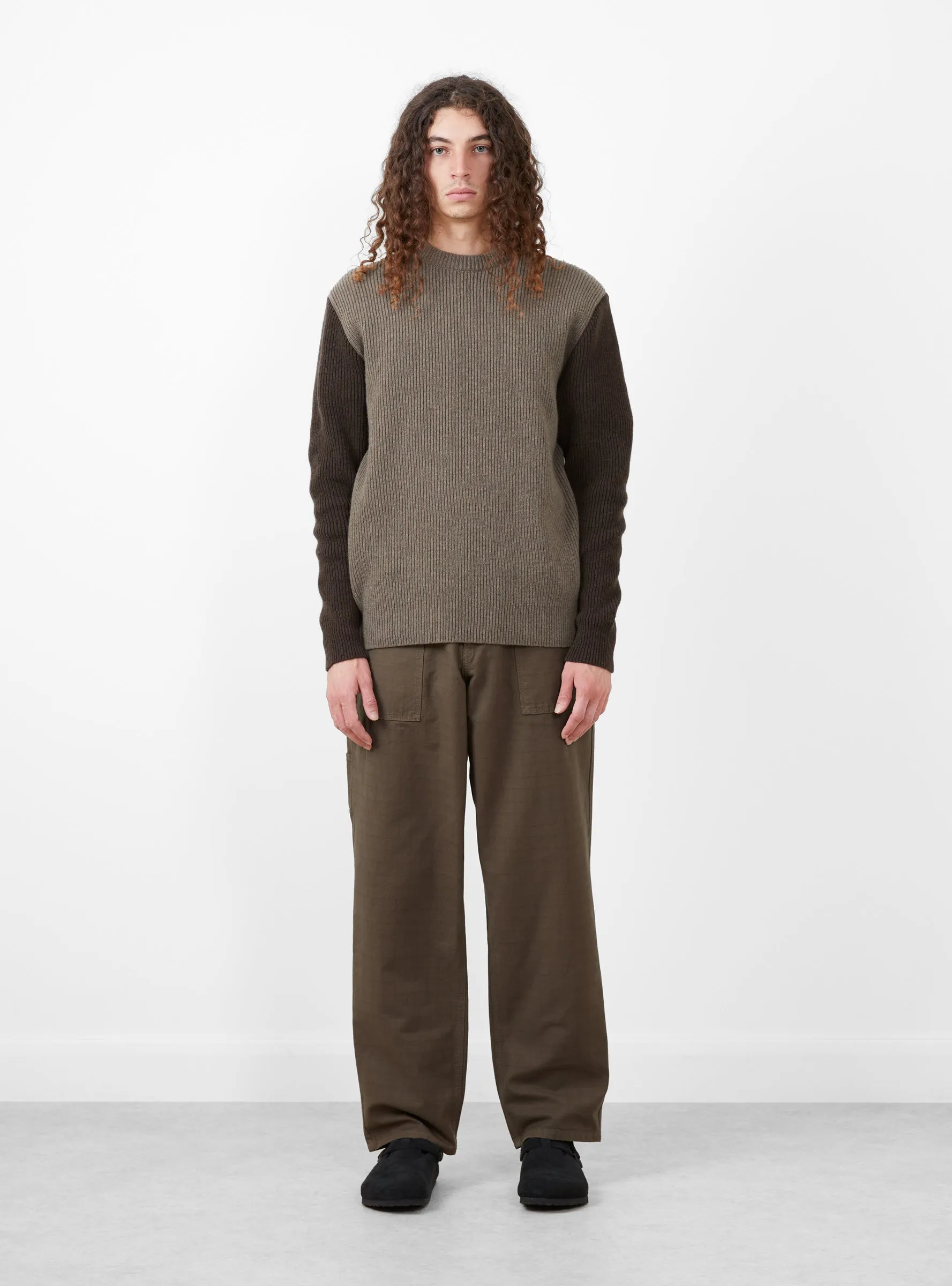 Relax Rib Knit Jumper Stone & Cold Brown