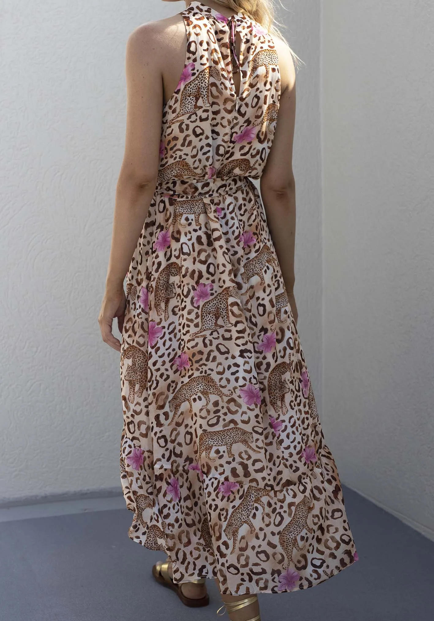 Resort Leopard Sleeveless Midi Dress