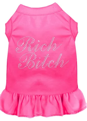 Rhinestone Rich Bitch Dress Bright Pink Med (12)