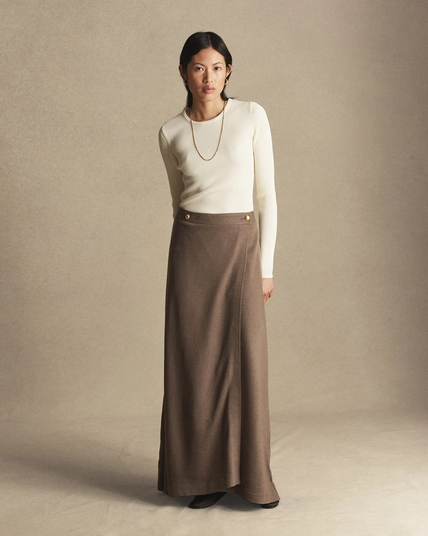 Rose Wrap Skirt - Taupe