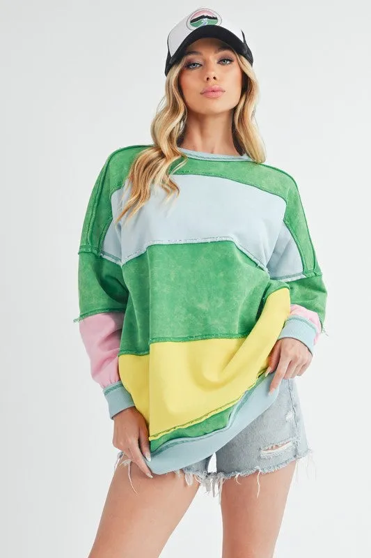 Rugby Color Block Stripe Sweatershirt