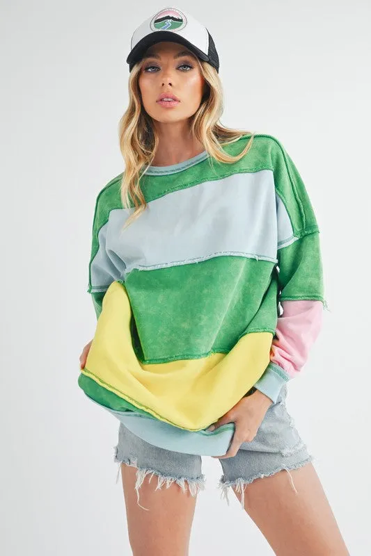 Rugby Color Block Stripe Sweatershirt