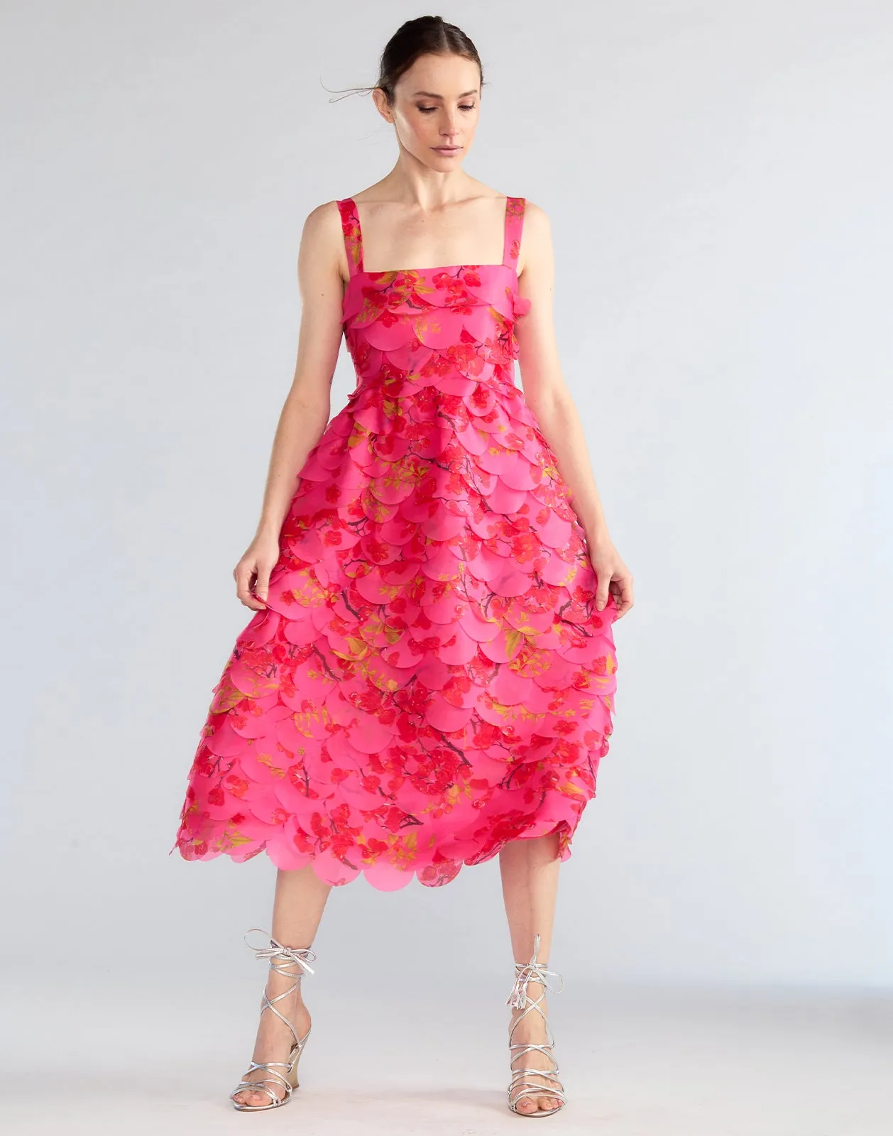 Scalloped Petal Midi Dress