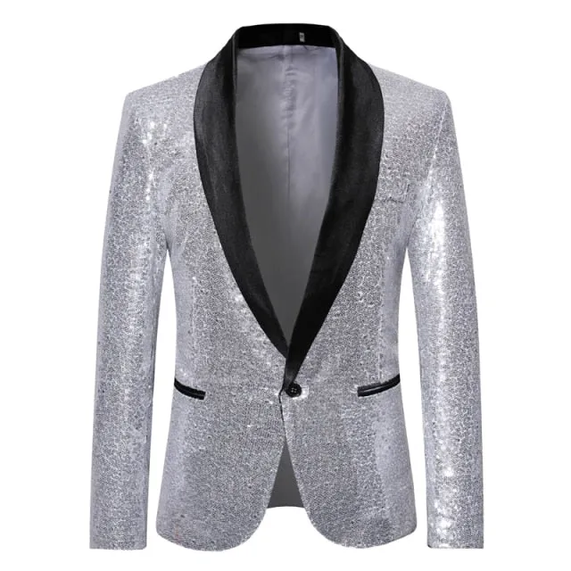 Shiny Sequin Glitter Embellished Men Blazer