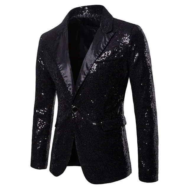 Shiny Sequin Glitter Embellished Men Blazer