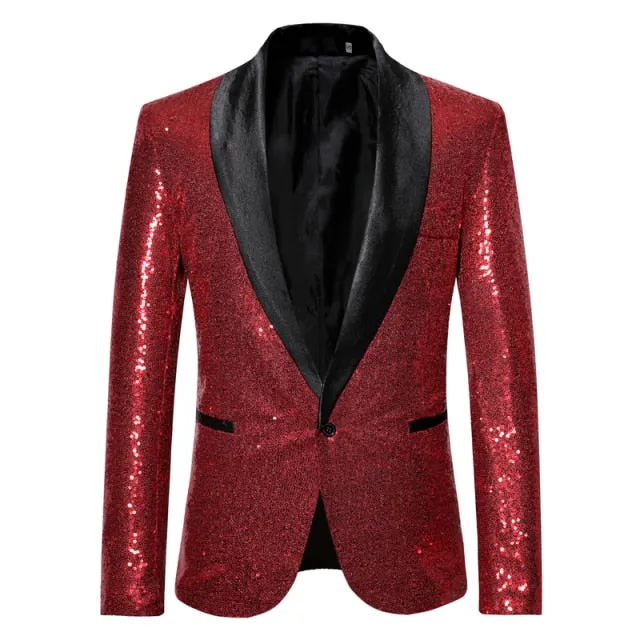 Shiny Sequin Glitter Embellished Men Blazer