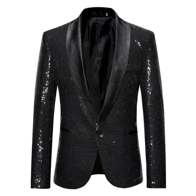 Shiny Sequin Glitter Embellished Men Blazer