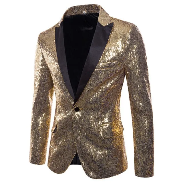 Shiny Sequin Glitter Embellished Men Blazer