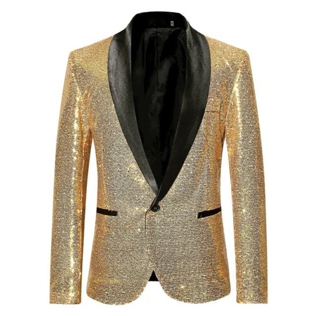 Shiny Sequin Glitter Embellished Men Blazer