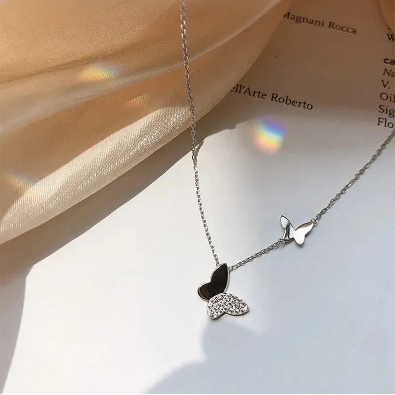 Silver Color Korean Double Butterfly Sweater Chain/ FREE SHIPPING