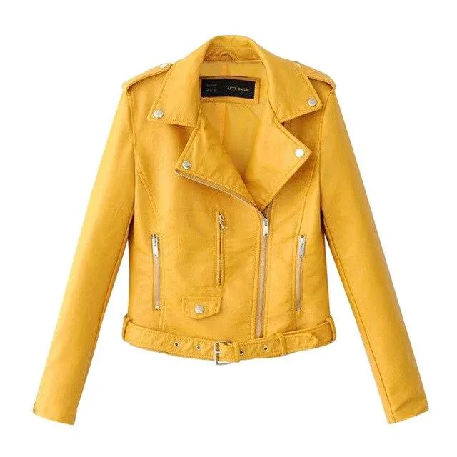 Slim-fit Motorcycle Pu Jacket All-match Slim Small Jacket