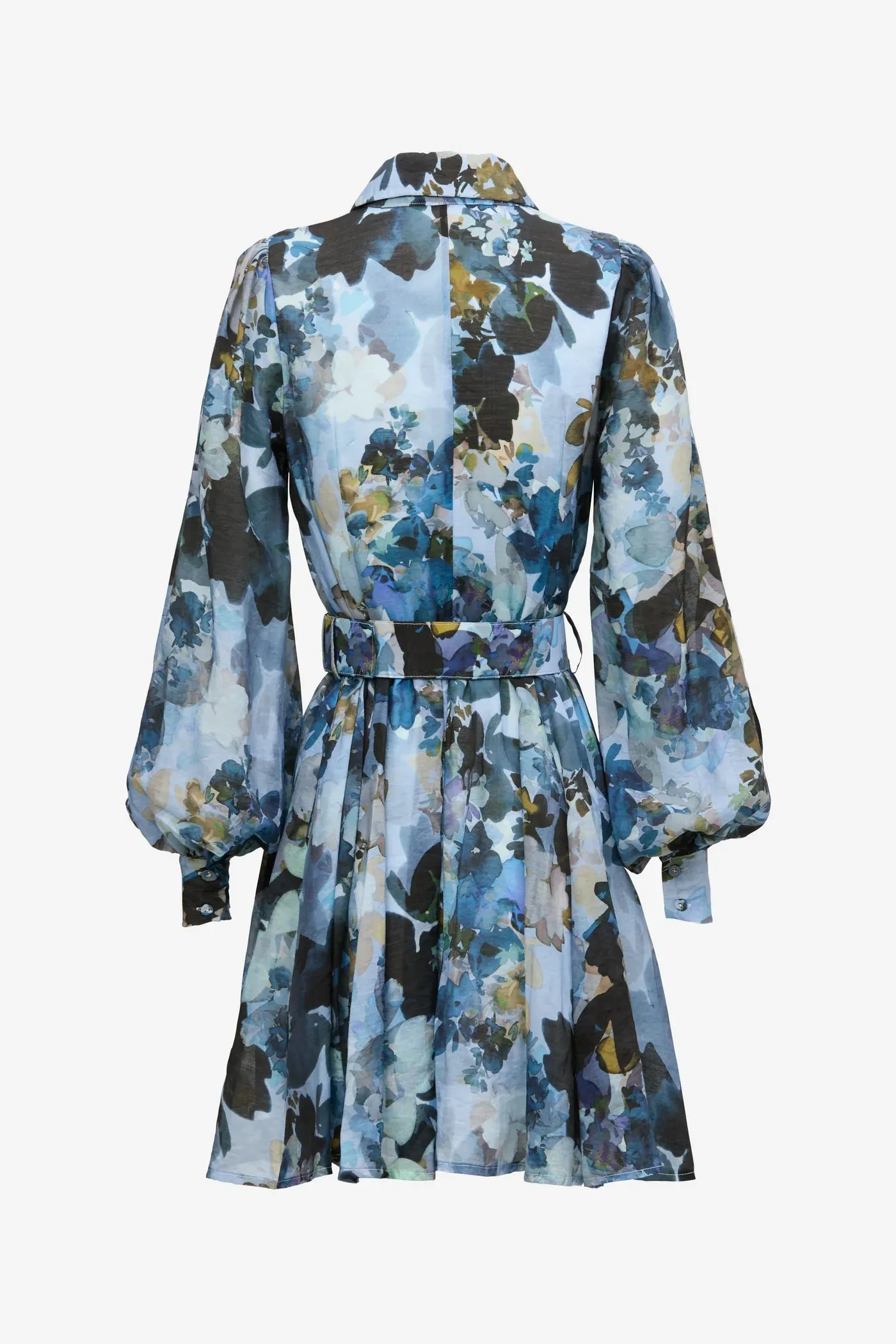 Sofia Irina Mini Shirt Dress - Blue Floral Print