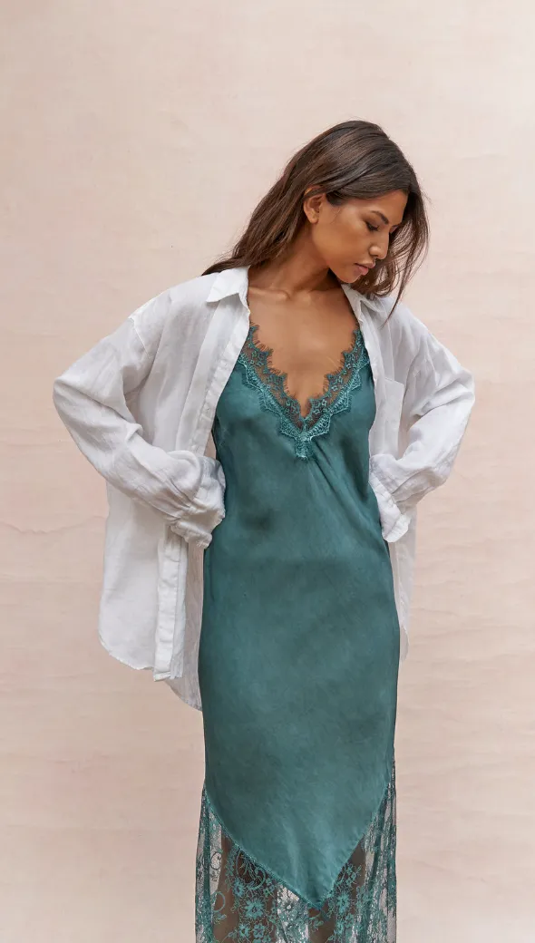 SOLANGE SLIP DRESS - EMERALD