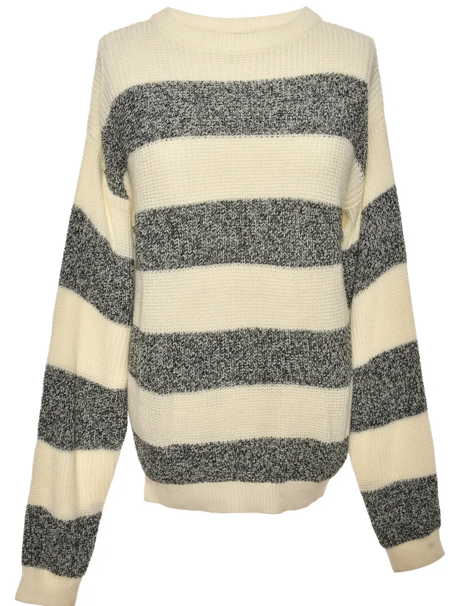 Striped Patterned Cream Jumper - S