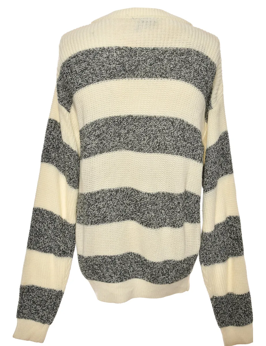 Striped Patterned Cream Jumper - S