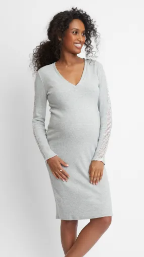 Sweater Maternity Dress with Lace Insert