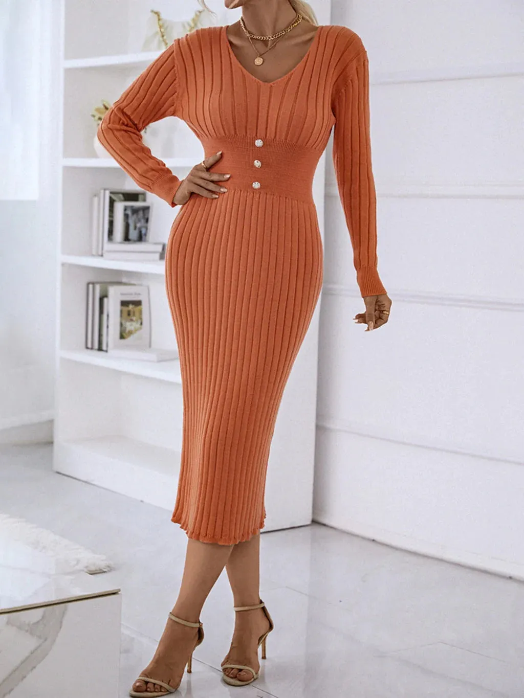 TastyHottie - WOMEN LONG SLEEVE SWEATER DRESS