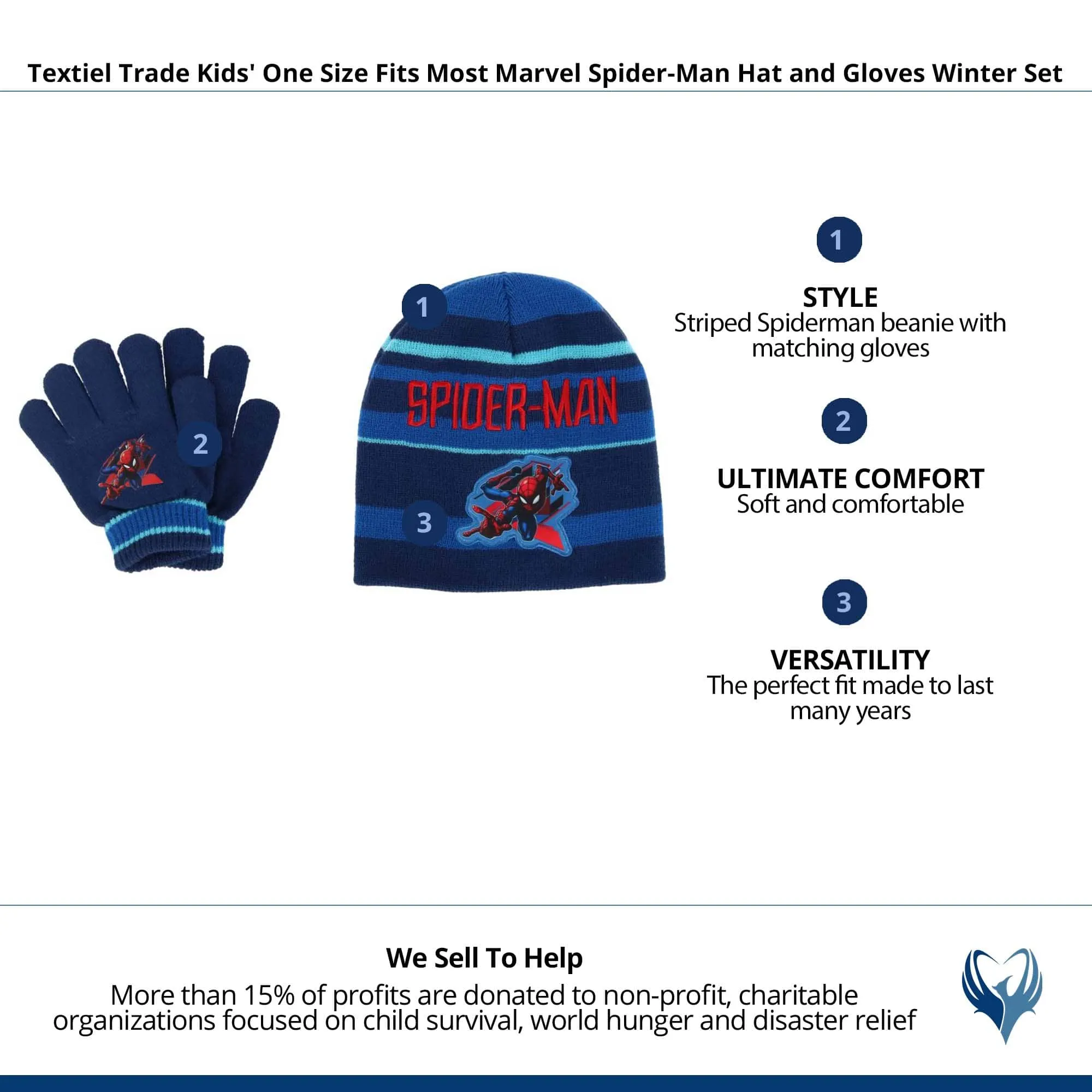 Textiel Trade Kids' One Size Fits Most Marvel Spider-Man Hat and Gloves Winter Set