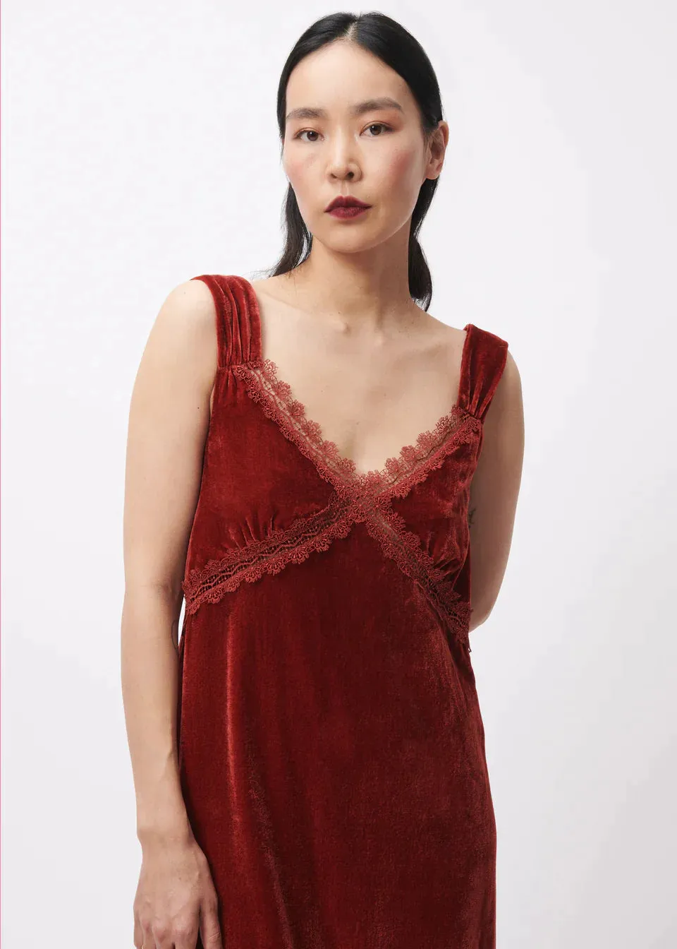 The Leda Velvet Slip Dress by FRNCH