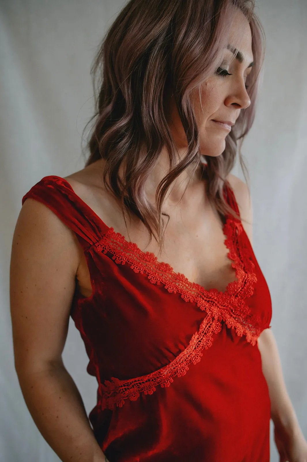 The Leda Velvet Slip Dress by FRNCH