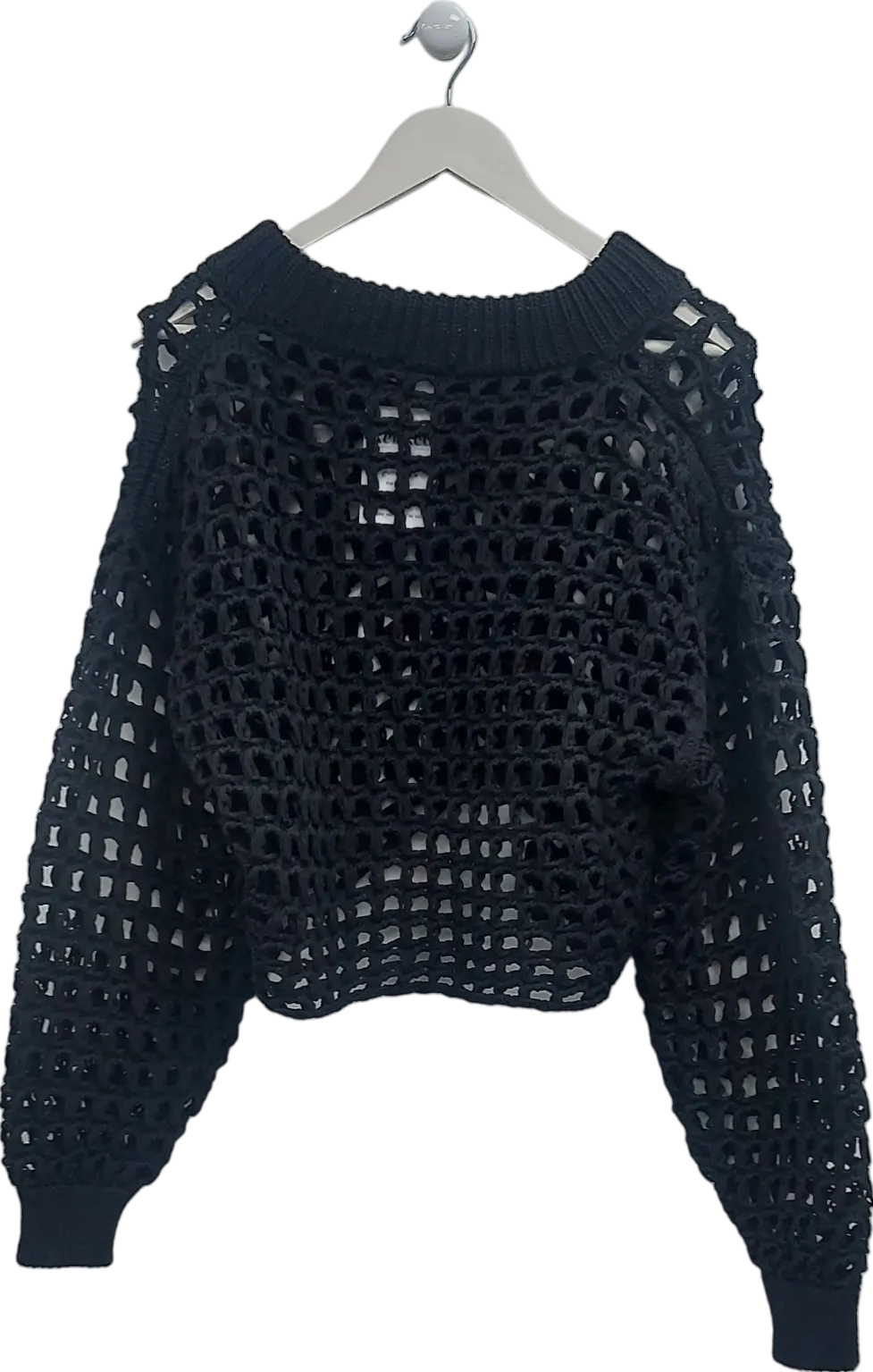 Topshop Black Open Knit Crochet Jumper UK XS