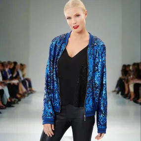 Two Tone Sequin Bomber Jacket