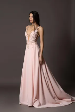 Unique Beaded wedding dress in pink