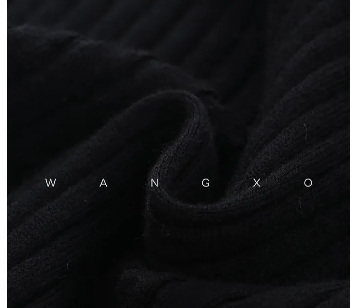 WANXO black sweater dress new design sense of contrast color slim fit mid-length bottoming knitted dress- Eliza