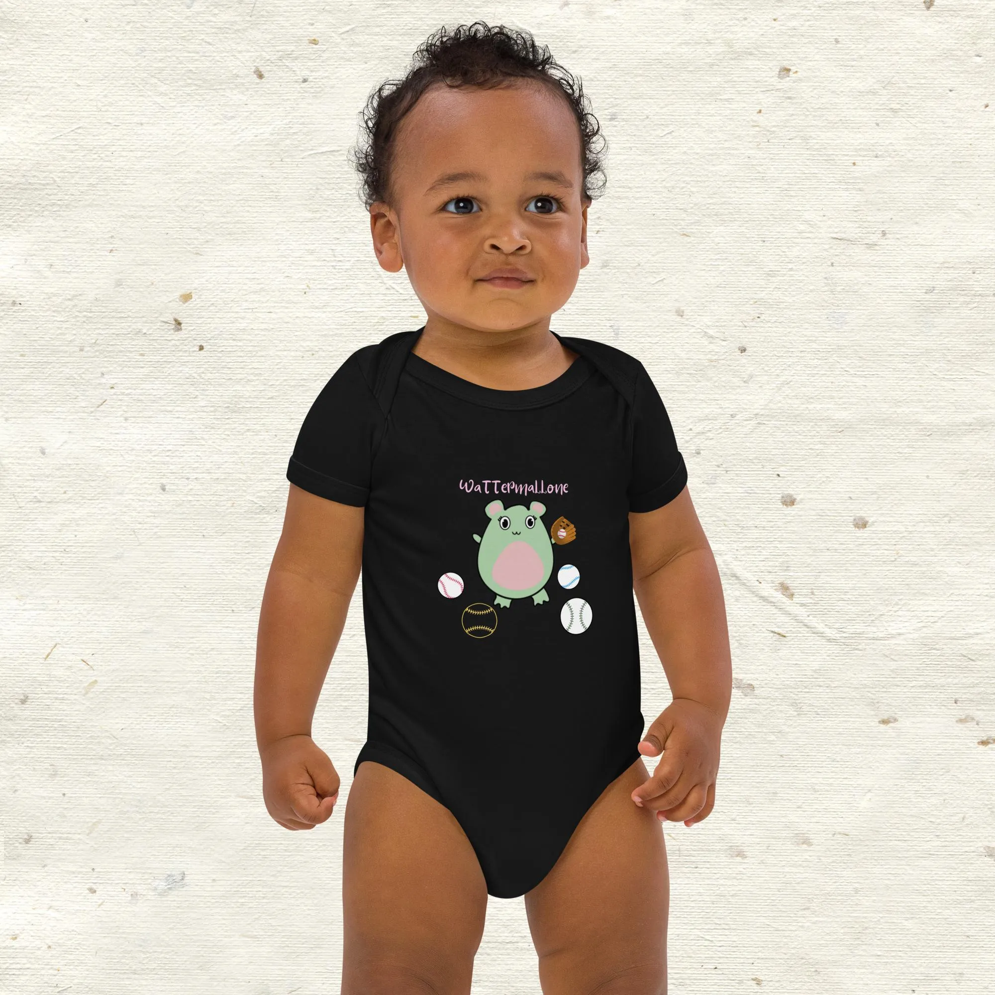 WaTTerMaLLone Baseball Organic Cotton Baby Bodysuit