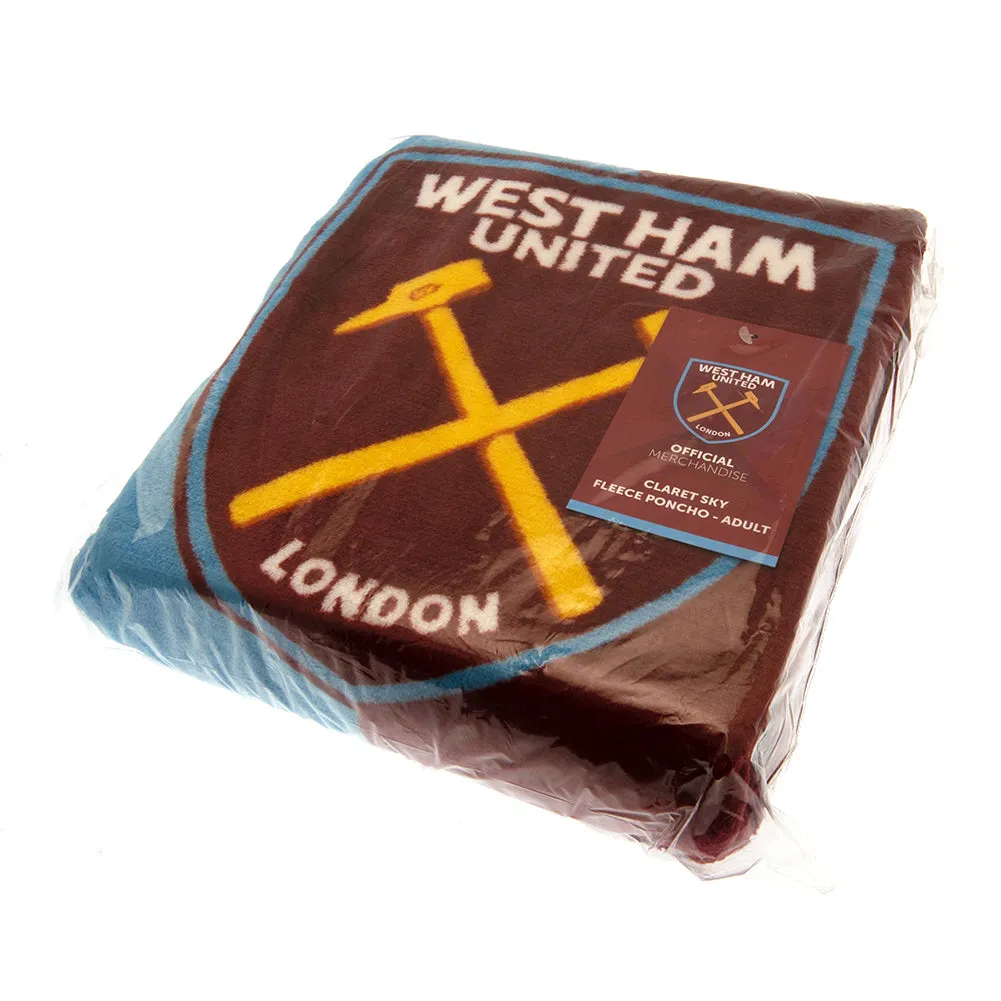 West Ham United FC Poncho Blanket for Adults