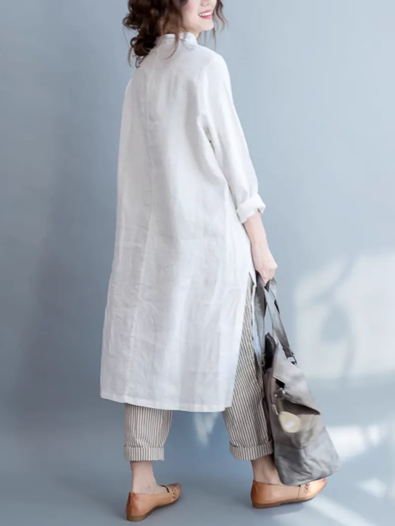 Women's Over-the-Knee Front Pockets Shirt Dress