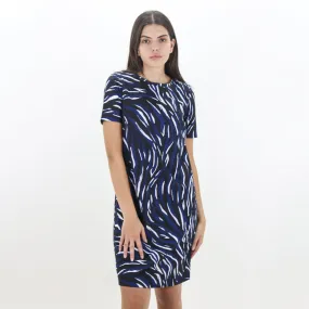 Women's Printed Casual Dress,Navy/Black