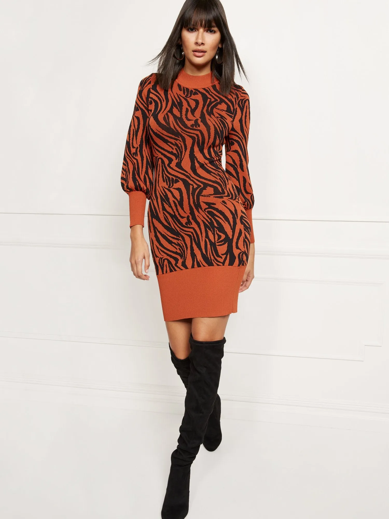 Zebra-Print Sweater Dress