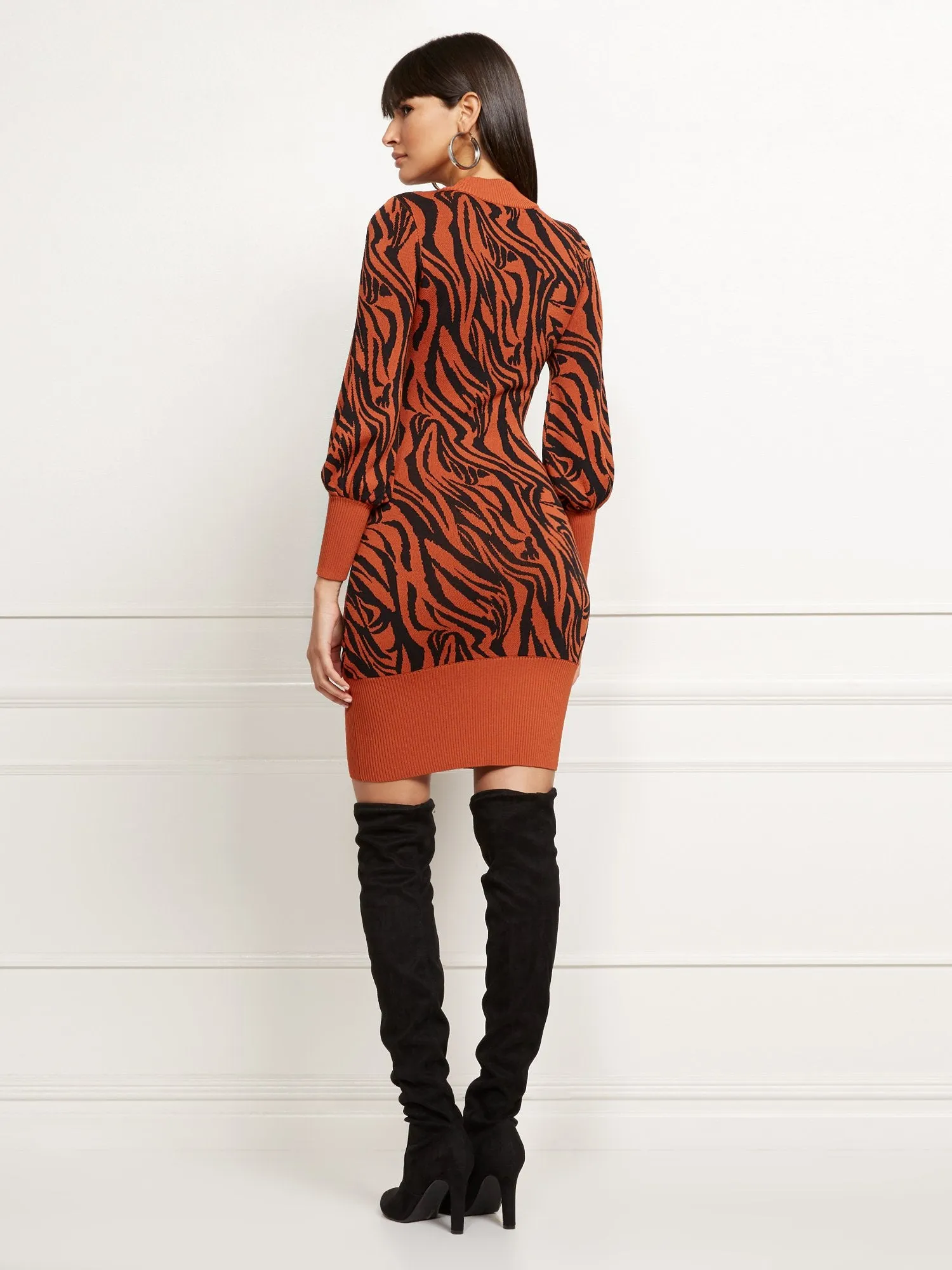 Zebra-Print Sweater Dress